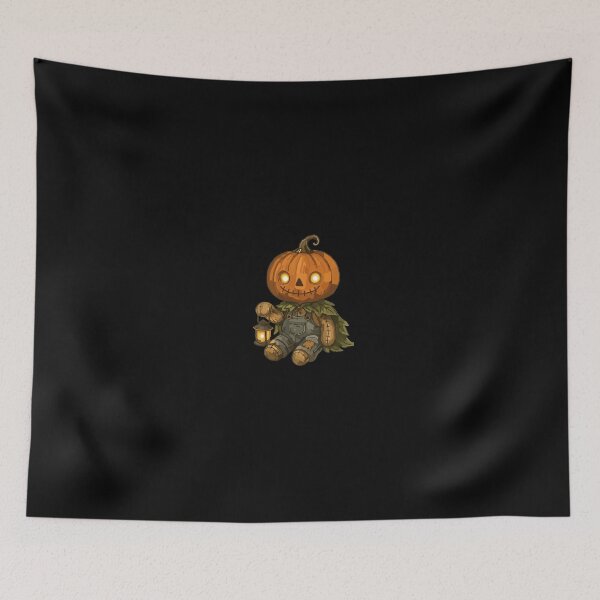Item preview, Cute Pumpkin Head Scarecrow Holding Lantern - Vintage Cottagecore Halloween Jack-o'-Lantern Doll Graphic designed and sold by GrimNest.
