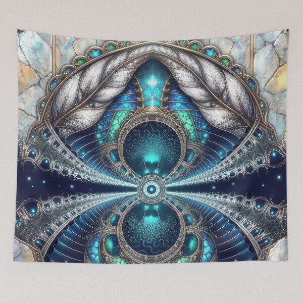 Item preview, Beautiful Blue and Silver Fractal with Stone Background designed and sold by Frackxion.