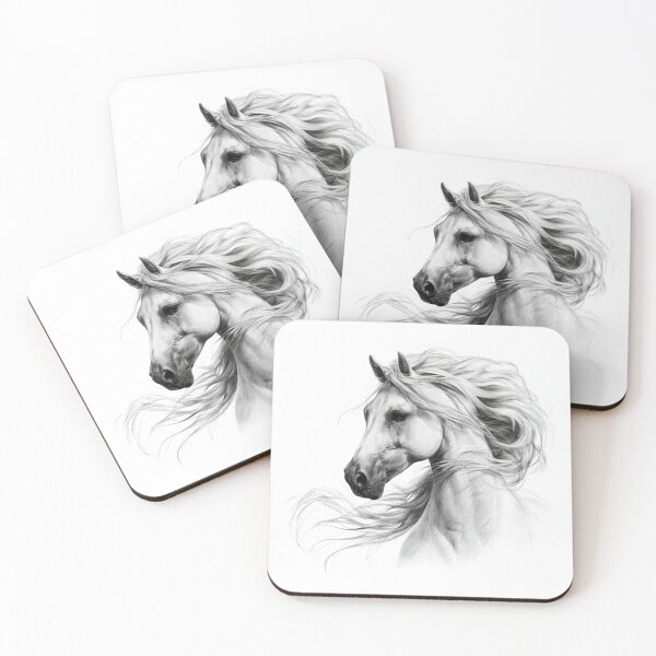 Item preview, majestic black and white sketch of horse designed and sold by dcrc.