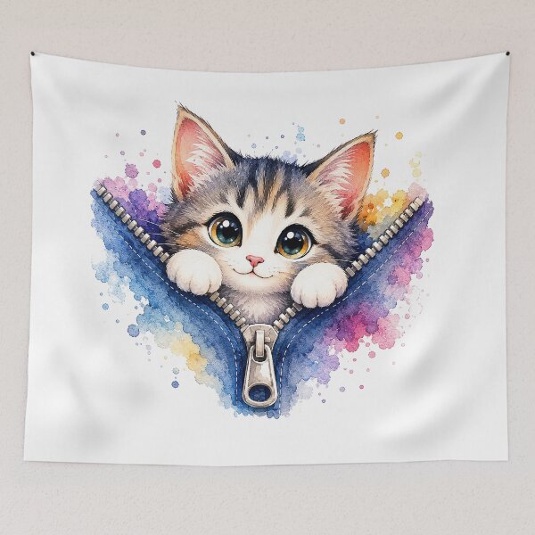 Item preview, Cute Kitten in Zipper Pocket designed and sold by GRFORA.