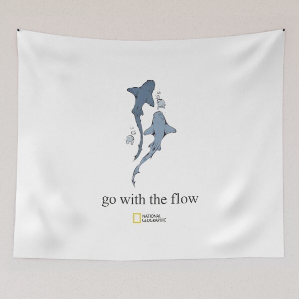 Item preview, National Geographic Shark Go With The Flow Vintage Ocean Wildlife Graphic Tee designed and sold by yerdhalo.