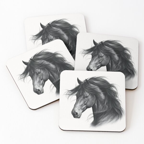 Item preview, majestic black and white sketch of horse designed and sold by dcrc.