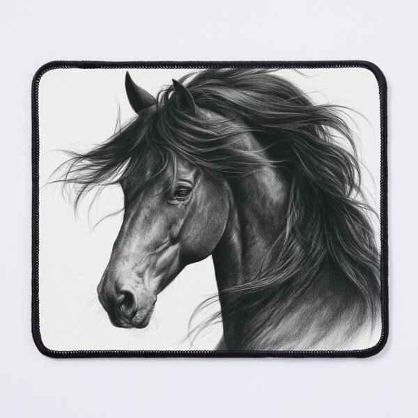 Item preview, majestic black and white sketch of horse designed and sold by dcrc.