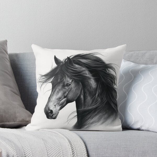 Item preview, majestic black and white sketch of horse designed and sold by dcrc.