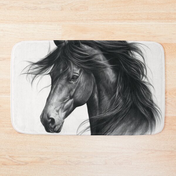 Item preview, majestic black and white sketch of horse designed and sold by dcrc.