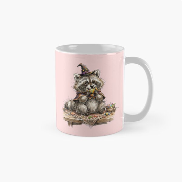 Item preview, Cute Raccoon Witch Eating Halloween Candy Watercolor designed and sold by BreezifyDesignStudio.