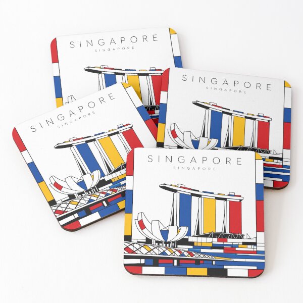 Item preview, Singapore Mondrian style poster 3D designed and sold by CMYKStudio.