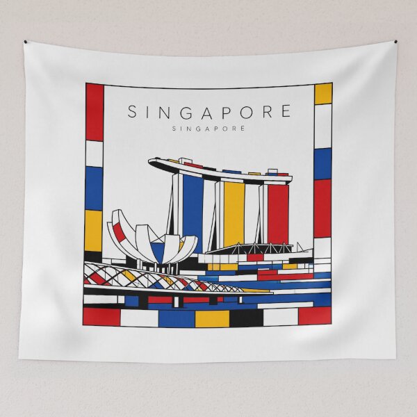 Item preview, Singapore Mondrian style poster 3D designed and sold by CMYKStudio.