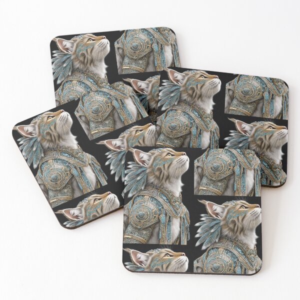 Item preview, Futuristic Cat Warrior – Turquoise Fantasy Cat Art designed and sold by Verademacedoart.