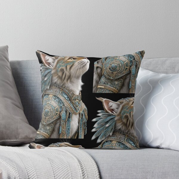 Item preview, Futuristic Cat Warrior – Turquoise Fantasy Cat Art designed and sold by Verademacedoart.