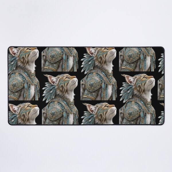 Item preview, Futuristic Cat Warrior – Turquoise Fantasy Cat Art designed and sold by Verademacedoart.