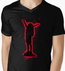 Silhouette climbing red and black silhouette Men's V-Neck T-Shirt