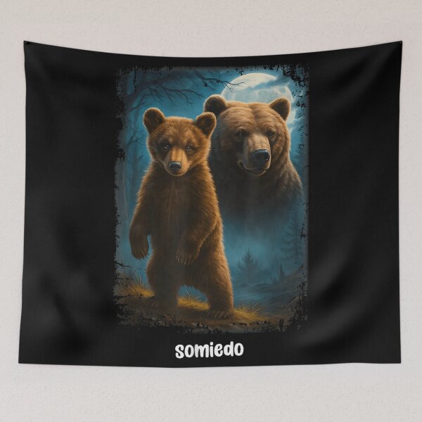 Item preview, Somiedo Bears In Moonlight Wilderness Forest Brown Bear Wildlife Nature Art designed and sold by RuperDelois.