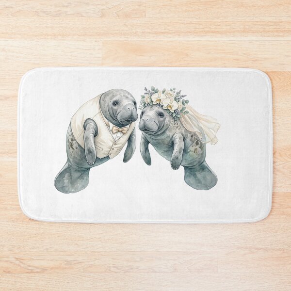 Item preview, Manatee Wedding Couple Art designed and sold by Tiffany Roy.