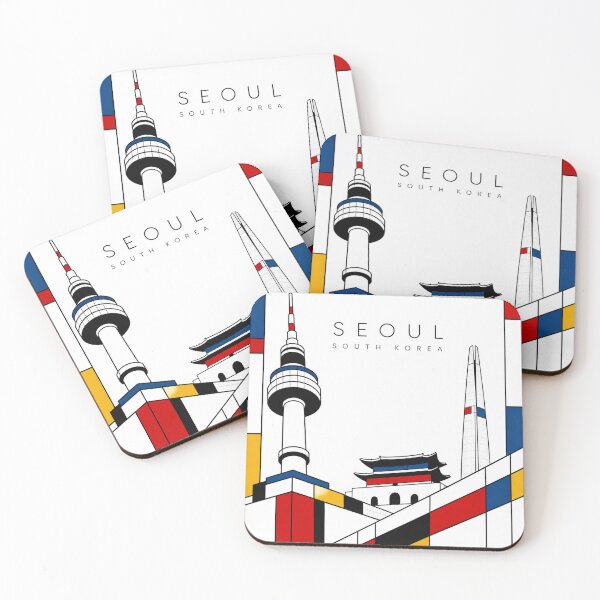 Item preview, Seoul Mondrian style poster 3D designed and sold by CMYKStudio.