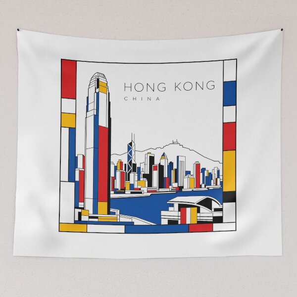Item preview, Hong Kong Mondrian style poster 3D designed and sold by CMYKStudio.
