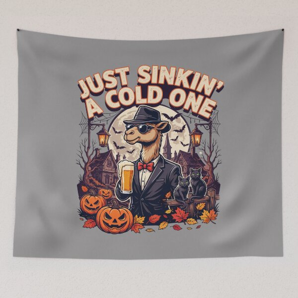 Item preview, Camel Drinking Humour – Just Sinkin' a Cold One Halloween – Funny Beer T-Shirt designed and sold by Grang Art Artistic Designs.
