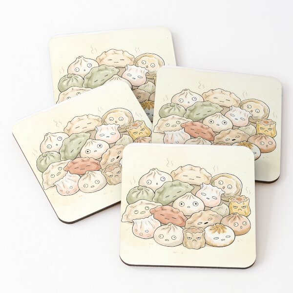 Item preview, Cute Dumplings and Dim Sum Pile Kawaii Food Illustration designed and sold by DuckOddity.