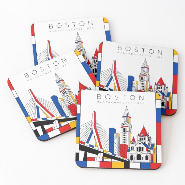 Item preview, Boston Mondrian style poster 3D designed and sold by CMYKStudio.