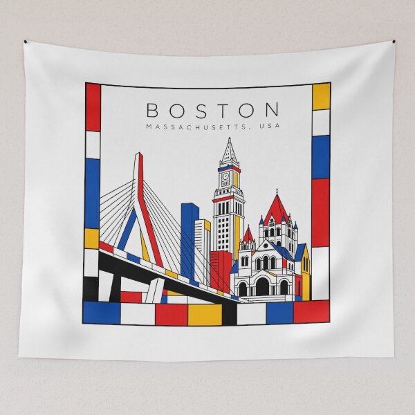 Item preview, Boston Mondrian style poster 3D designed and sold by CMYKStudio.