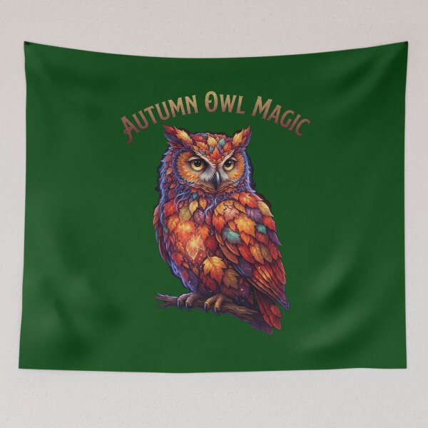 Item preview, Autumn Owl Magic Fall Leaves Nature Forest Bird Art designed and sold by Evelashop.
