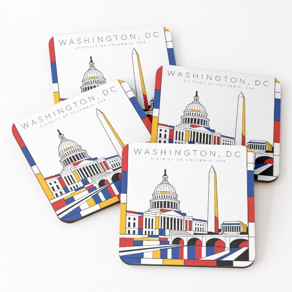 Item preview, Washington DC Mondrian style poster 3D designed and sold by CMYKStudio.
