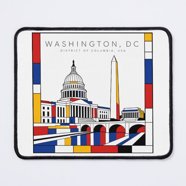 Item preview, Washington DC Mondrian style poster 3D designed and sold by CMYKStudio.