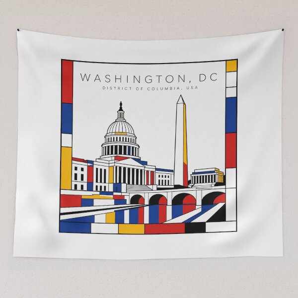 Item preview, Washington DC Mondrian style poster 3D designed and sold by CMYKStudio.