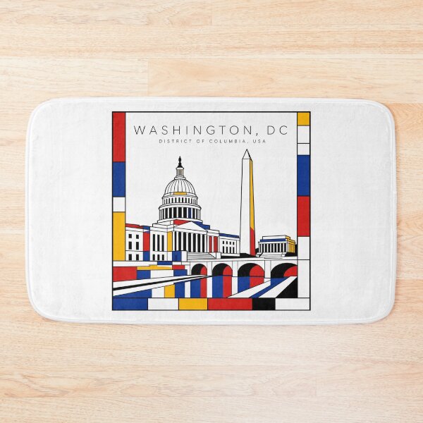 Item preview, Washington DC Mondrian style poster 3D designed and sold by CMYKStudio.