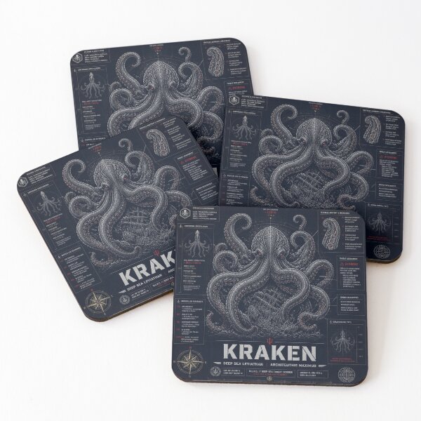 Item preview, Kraken Blueprint Art | Sea Creatures Technical Illustration designed and sold by SunnyDesign82.