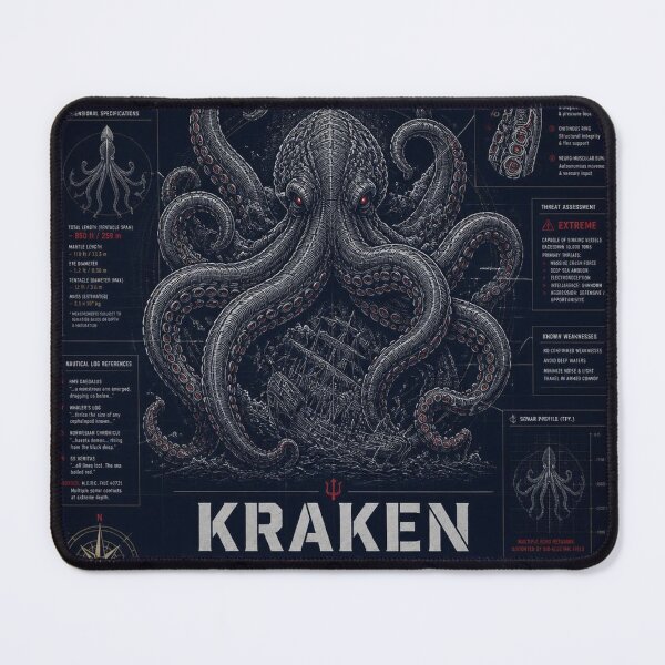 Item preview, Kraken Blueprint Art | Sea Creatures Technical Illustration designed and sold by SunnyDesign82.