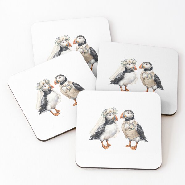 Item preview, Puffin Wedding Couple Art designed and sold by Roy & Tiffany.