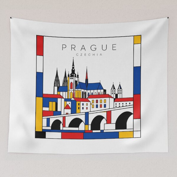 Item preview, Prague Mondrian style poster 3D designed and sold by CMYKStudio.