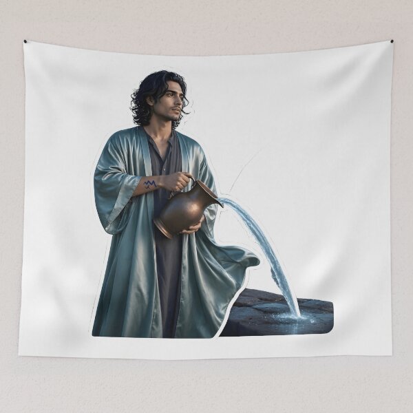 Item preview, Aquarius Water Bearer Man Portrait designed and sold by Zodiac Celestial Art.