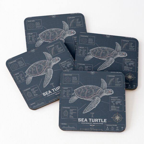Item preview, Sea Turtle Blueprint Art | Sea Creatures Technical Illustration designed and sold by SunnyDesign82.