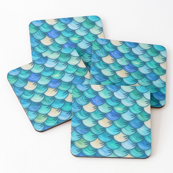 Item preview, Aquatic Fish Scale Mosaic – Turquoise, Teal & Blue designed and sold by annenambiro.