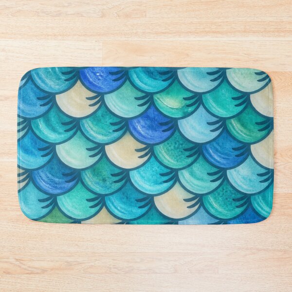 Item preview, Aquatic Fish Scale Mosaic – Turquoise, Teal & Blue designed and sold by annenambiro.