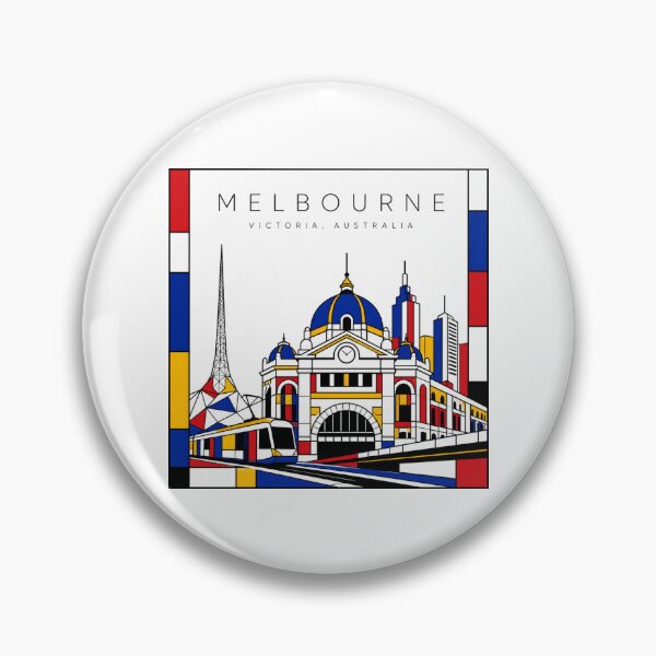 Artikelvorschau, Melbourne-Poster im Mondrian-Stil (3D) entworfen und verkauft von CMYKStudio.