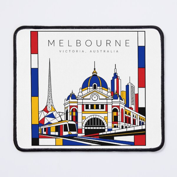 Item preview, Melbourne Mondrian style poster 3D designed and sold by CMYKStudio.