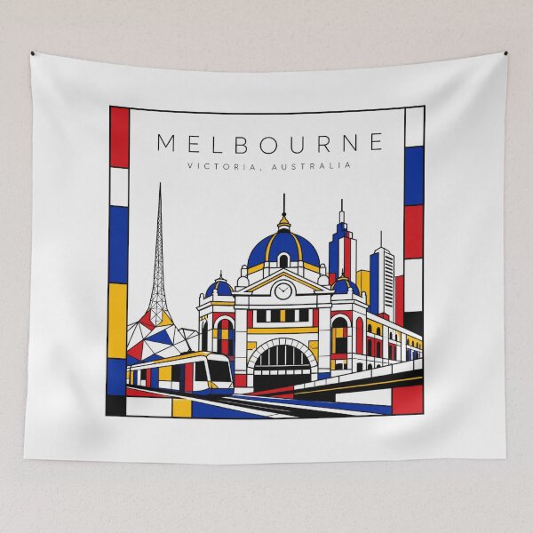 Item preview, Melbourne Mondrian style poster 3D designed and sold by CMYKStudio.