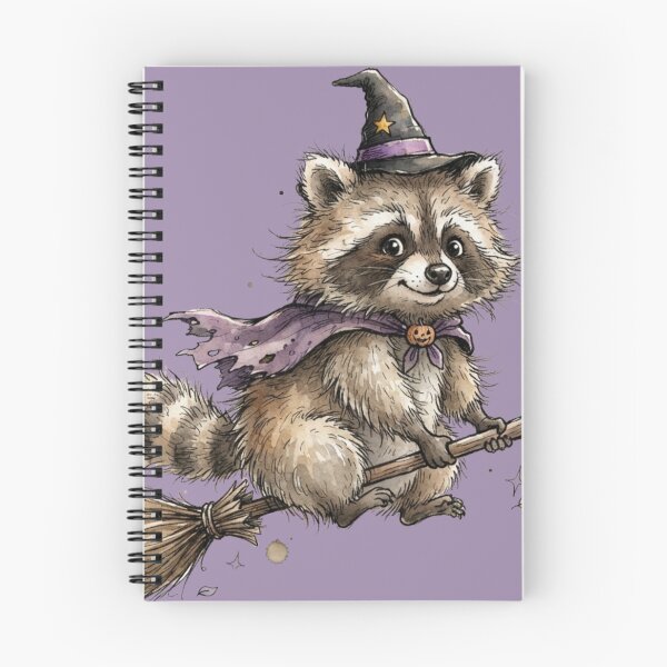 Item preview, Cute Raccoon Witch Flying on Broomstick Halloween Watercolor designed and sold by BreezifyDesignStudio.