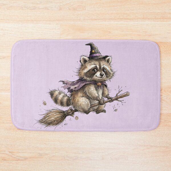 Item preview, Cute Raccoon Witch Flying on Broomstick Halloween Watercolor designed and sold by BreezifyDesignStudio.
