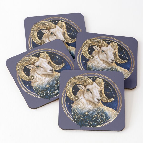 Artikelvorschau, Sternzeichen Widder (Ram) Astrologie Himmelskonstellation Gold Marine PNG entworfen und verkauft von MythicMood.