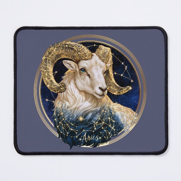 Item preview, Aries Zodiac Ram Astrology Celestial Constellation Gold Navy PNG designed and sold by MythicMood.