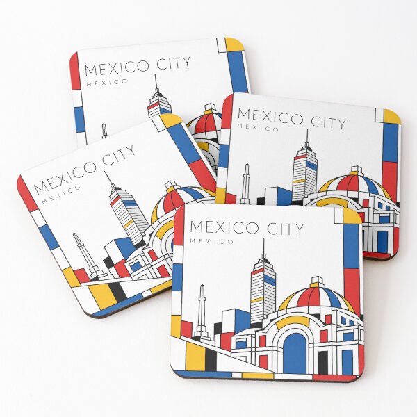 Item preview, Mexico City Mondrian style poster 3D designed and sold by CMYKStudio.