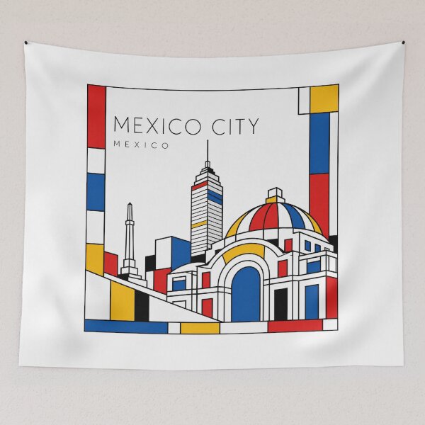 Item preview, Mexico City Mondrian style poster 3D designed and sold by CMYKStudio.