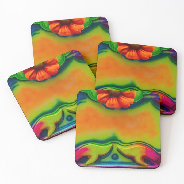 Item preview, Vibrant Neon Floral Ornamental Panel With Carved Decorative Frame And Abstract Colorful Background designed and sold by Nmallia.