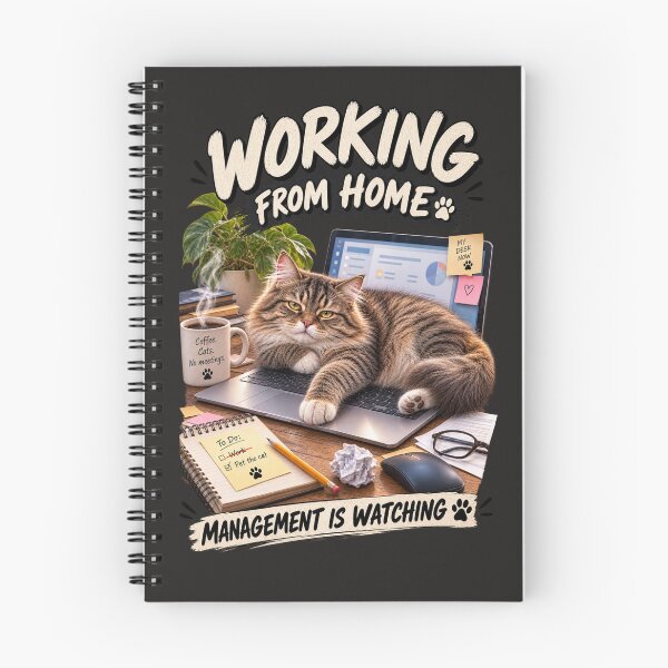 Item preview, Working From Home – Management Is Watching Cat designed and sold by Golden Era Studio.