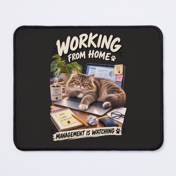Item preview, Working From Home – Management Is Watching Cat designed and sold by Golden Era Studio.