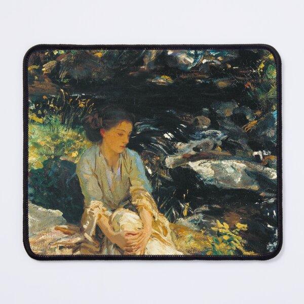 Item preview, John Singer Sargent Art Print, Impressionist Landscape Painting, Woman by Woodland Brook, Art Lovers designed and sold by RickE.